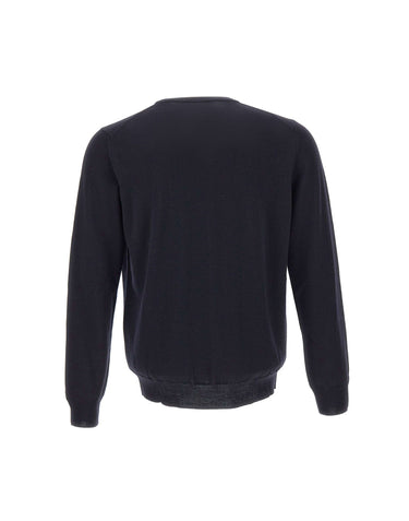 KANGRA Pullover girocollo in lana vergine BLUE Uomo 