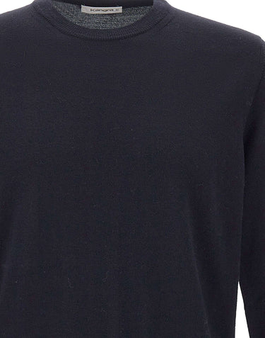 KANGRA Pullover girocollo in lana vergine BLUE Uomo 
