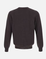 KANGRA Pullover girocollo in lana vergine BROWN Uomo 