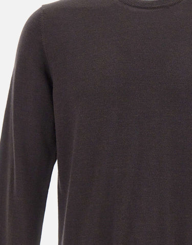 KANGRA Pullover girocollo in lana vergine BROWN Uomo 
