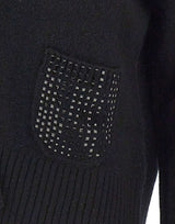 KANGRA Cardigan in lana vergine con strass BLACK Donna 