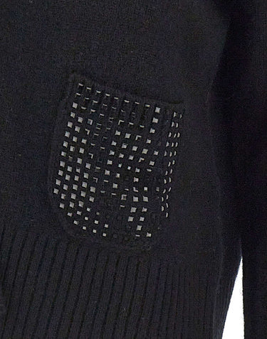 KANGRA Cardigan in lana vergine con strass BLACK Donna 