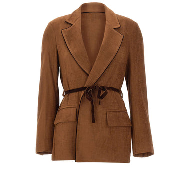KAOS Blazer in tessuto effetto scamosciato BROWN Donna 