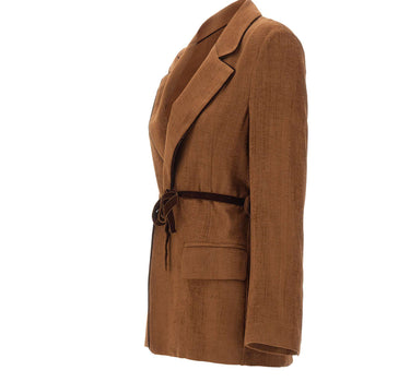 KAOS Blazer in tessuto effetto scamosciato BROWN Donna 