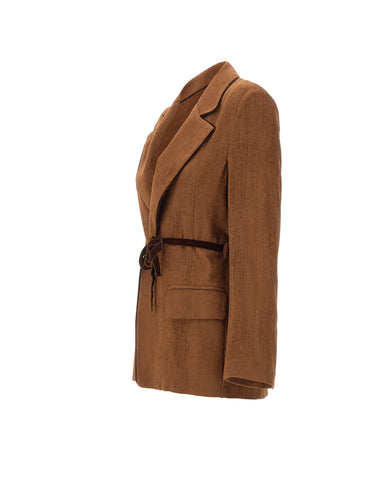 KAOS Blazer in tessuto effetto scamosciato BROWN Donna 
