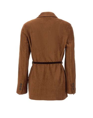 KAOS Blazer in tessuto effetto scamosciato BROWN Donna 