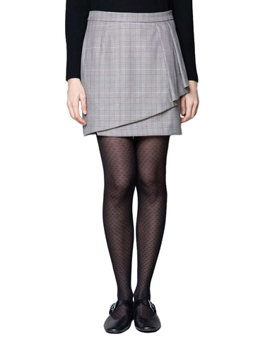 KAOS Minigonna a quadri con volant GREY Donna 