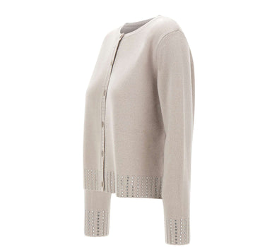 KAOS Cardigan in lana con strass BEIGE Donna 