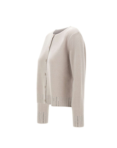KAOS Cardigan in lana con strass BEIGE Donna 