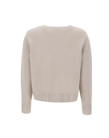 KAOS Cardigan in lana con strass BEIGE Donna 