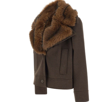 KAOS Giacca con collo in ecopelliccia BROWN Donna 