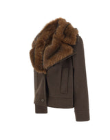 KAOS Giacca con collo in ecopelliccia BROWN Donna 