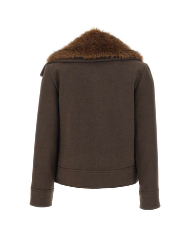 KAOS Giacca con collo in ecopelliccia BROWN Donna 