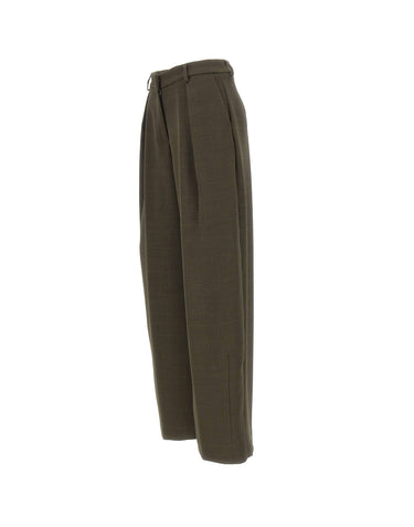 KAOS Pantaloni ampi con pinces GREEN Donna 