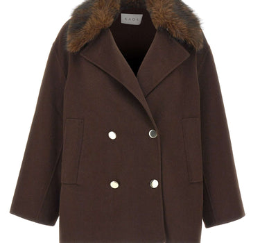 KAOS Giacca con collo in eco pelliccia BROWN Donna 