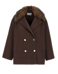 KAOS Giacca con collo in eco pelliccia BROWN Donna 