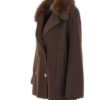 KAOS Giacca con collo in eco pelliccia BROWN Donna 