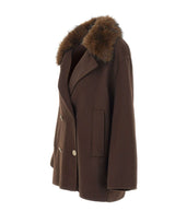 KAOS Giacca con collo in eco pelliccia BROWN Donna 