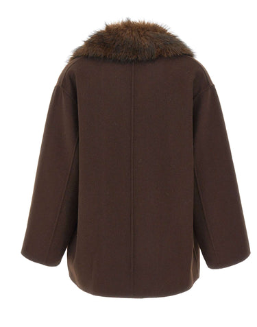 KAOS Giacca con collo in eco pelliccia BROWN Donna 