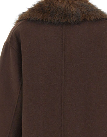 KAOS Giacca con collo in eco pelliccia BROWN Donna 