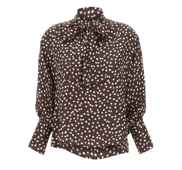 KAOS Blusa a pois con fiocco BROWN Donna 