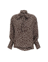 KAOS Blusa a pois con fiocco BROWN Donna 