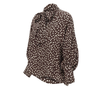 KAOS Blusa a pois con fiocco BROWN Donna 