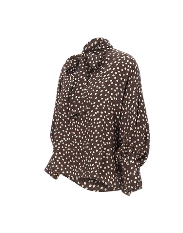 KAOS Blusa a pois con fiocco BROWN Donna 