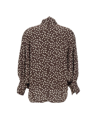 KAOS Blusa a pois con fiocco BROWN Donna 