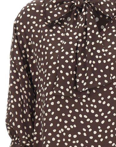 KAOS Blusa a pois con fiocco BROWN Donna 
