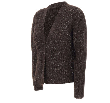 KAOS Cardigan traforato con paillettes BROWN Donna 