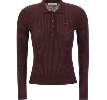 LACOSTE Polo in lana merino a maglia 3D RED Donna 