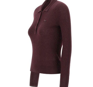 LACOSTE Polo in lana merino a maglia 3D RED Donna 