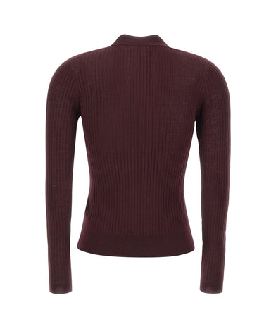 LACOSTE Polo in lana merino a maglia 3D RED Donna 