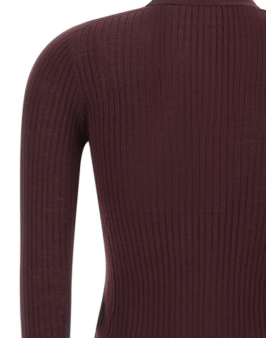 LACOSTE Polo in lana merino a maglia 3D RED Donna 