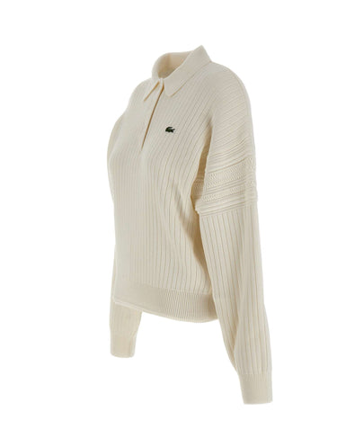 LACOSTE Polo in maglia di cotone WHITE Donna 