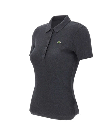LACOSTE Polo slim fit in cotone GREY Donna 