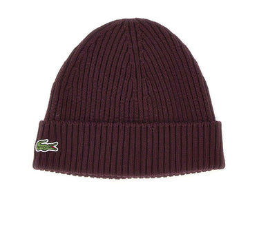 LACOSTE Berretto in lana spazzolata a costine BROWN Uomo 