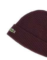 LACOSTE Berretto in lana spazzolata a costine BROWN Uomo 