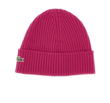 LACOSTE Berretto in lana spazzolata a costine Pink Uomo 