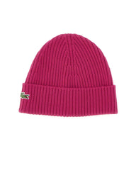 LACOSTE Berretto in lana spazzolata a costine Pink Uomo 