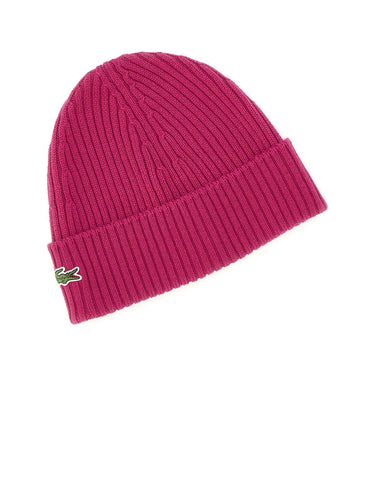 LACOSTE Berretto in lana spazzolata a costine Pink Uomo 