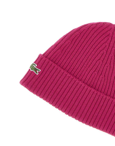 LACOSTE Berretto in lana spazzolata a costine Pink Uomo 