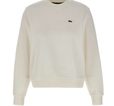 LACOSTE Felpa in pile relaxed fit WHITE Donna 