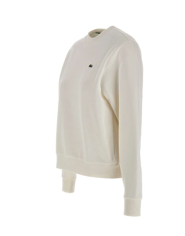 LACOSTE Felpa in pile relaxed fit WHITE Donna 