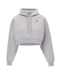 LACOSTE Felpa crop in jersey GREY Donna 