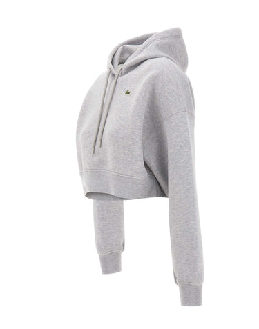 LACOSTE Felpa crop in jersey GREY Donna 