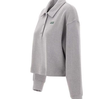 LACOSTE Polo felpata a coste GREY Donna 