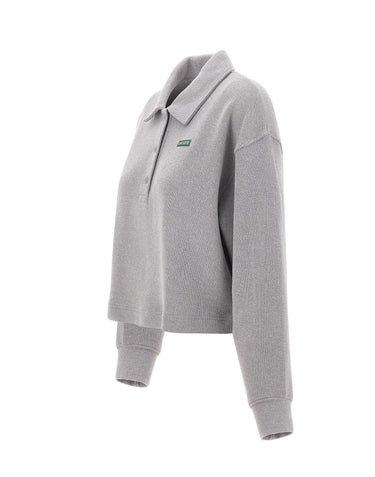 LACOSTE Polo felpata a coste GREY Donna 
