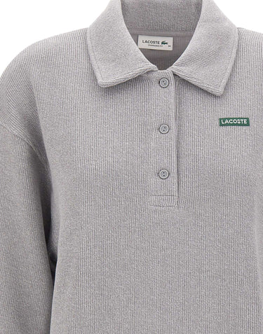 LACOSTE Polo felpata a coste GREY Donna 